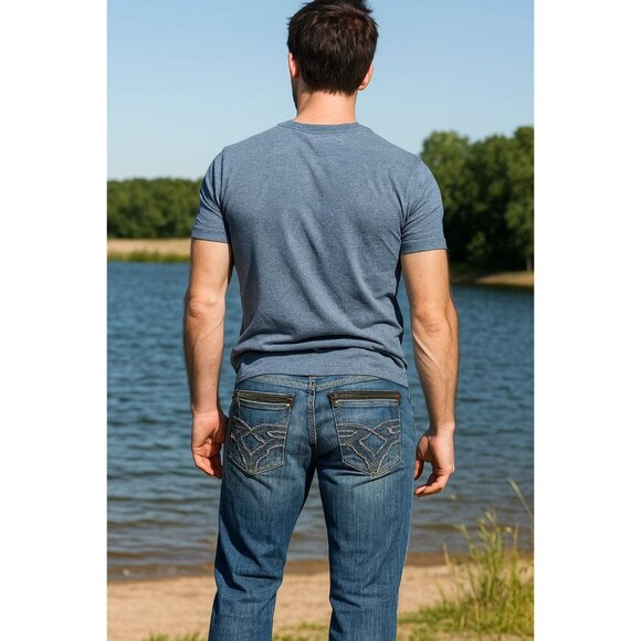 Buffalo David Bitton Embroidered Zipper Pocket Straight Leg Size 36 x 29 - Picture 1 of 9